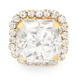 zaveri pearls White Stone & Diamonds Fusion Look Adjustable Finger Ring For Women-ZPFK11417 image 1