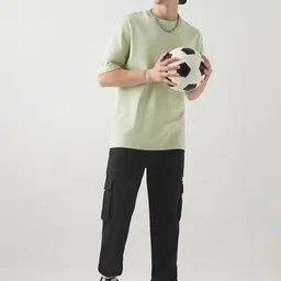 bewakoof Air 1.0 Men's Cotton Blend Solid Oversized Fit Joggers image 5