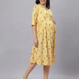mamma's maternity Women's Knee Length Printed Maternity | Feeding | Nursing Dress | Pregnancy Dress for Nursing Mothers | Stylish & Comfortable image 2
