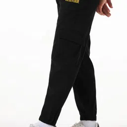 leotude Men's Black Cotton Cargo Track Pants – Stylish & Comfortable (Color : Black) image 3