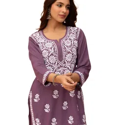 Rayon Chikankari Straight Short Kurta image 1
