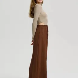 kotty Women's Solid Lightweight Boson Brown Pants image 4