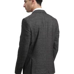 turtle Men Knitted Notch Lapel Collar Charcoal Grey Single Breasted Casual Blazer image 2