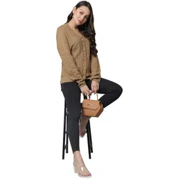 cantabil Women Beige Regular Fit Sweater (P_LSWT00059_Beige) image 5