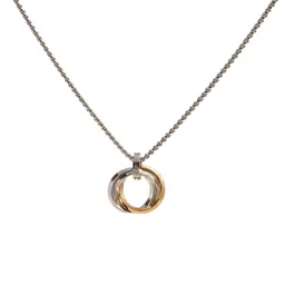shaheeba Stainless Steel Dual-Tone Interlocking Ring Pendant Necklace for Men & Boys | Stylish Streetwear Jewelry | Silver and Gold Chain | Gift for Men and Boys image 1