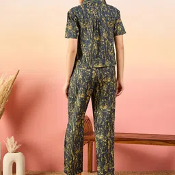 modeve Women Shirt Pant Navy Abstract Print Co-Ord Set image 4