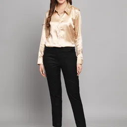 funday fashion Women Solid Formal Satin Regular Fit Shirt image 5