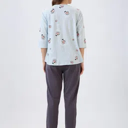 av2 Women's Cotton Printed Maternity & Feeding Night Suit Set of Top & Relaxed Pyjama Nursing Night Dress-2126 image 2