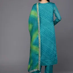 libas Women's Printed Poly Chiffon Straight Kurta Trouser With Dupatta Set image 3