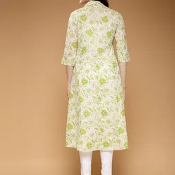 largish Light Green Floral Print Cotton Coat Collar Shrug image 3