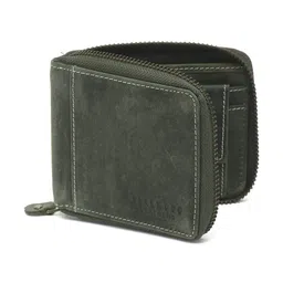 teakwood leathers Genuine Leather RFID Protected & Zip Around Wallet for Men, Solid Zipper Flip Leather Wallets (Olive) image 2