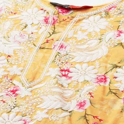 ratan Women's Mulmul Cotton Printed Straight Lucknowi Chikankari Ethinic Wear Kurta image 2