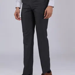 park avenue Men's Regular Fit Solid Pattern Poly Viscose Blend Flat Front Formal Trouser image 3