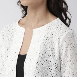 style quotient Women Self Design Floral lace Regular Open Front Shrug image 2