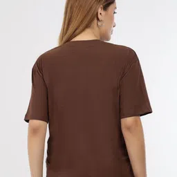 Wineberry Women Typography Printed Round Neck Cotton T-shirt image 4