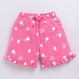 Kidcity Soft Cotton Sinker Heart And Flower Printed Shorts - Light Pink-image-40