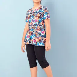 Muhuratam Girls Abstract Print Nylon Swim Suit-image-4