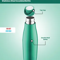 Classic Essentials Sanjeev Kapoor Green Stainless Steel Water Bottle 500ml image 5