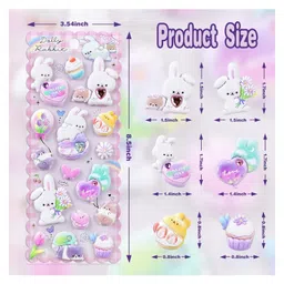 FunBlast Cute Kawaii Puffy Stickers Set  Pack of 3 Sheets Multicolor image 3
