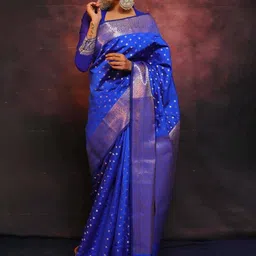 VASTRAAVEDAA Woven Design Zari Handloom Banarasi Saree-image-35