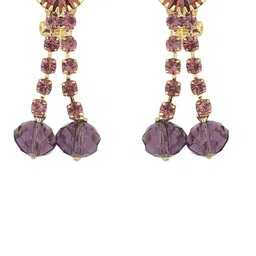 FirstBlush Gold-Plated Cubic Zirconia Studded Contemporary Drop Earrings image 2