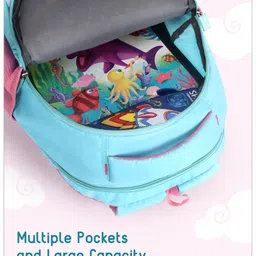 Babyhug Unicorn Print School Backpack Blue - 16 Inches image 5