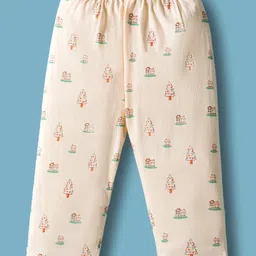 Tango Single Jersey Knit Full Sleeves Night Suit with Bear Print - Peach image 5