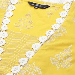 Ginni Arora Label Women Yellow Ethnic Motifs Printed Pure Cotton Kurta with Trousers & With Dupatta image 2
