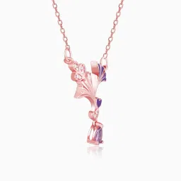GIVA 925 Silver Rose Gold Sparkling Ginkgo Leaf Necklace image 4