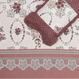 Monte Carlo Vibrant Peach Polyester 130 TC Queen Bedsheet with 2 Pillow Covers image 4