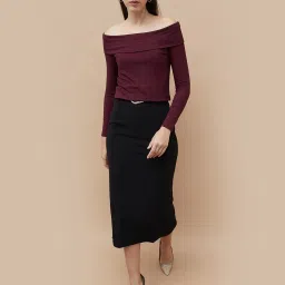 Code by Lifestyle Maroon Plain Top image 4