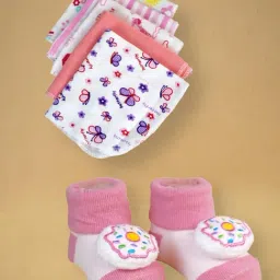 Little Surprise Box Kids White Cotton Printed Baby Hamper Gift Set image 5