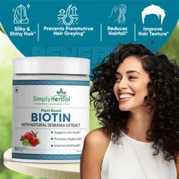 Simply Herbal Natural Biotin Powder Vitamin B7 Supplement with Sesbania Agati,Keratin,Bamboo Extract image 3