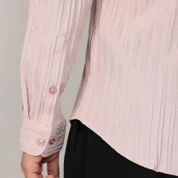 Campus Sutra Pink Regular Fit Self Pattern Shirt image 4