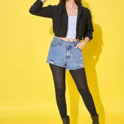 BUYNEWTREND Black Cotton Solid Jacket image 4