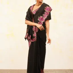 Jaypore Black Silk Woven Banarasi Saree image 3