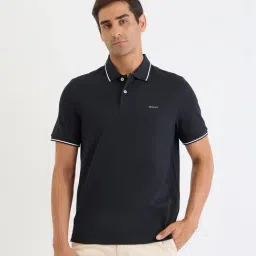 GANT Black Regular fit Solid Polo T-Shirt-picture-29