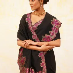 Jaypore Black Silk Woven Banarasi Saree image 5