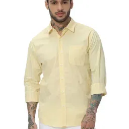 Mufti Light Yellow Slim Fit Cotton Shirt-image-60