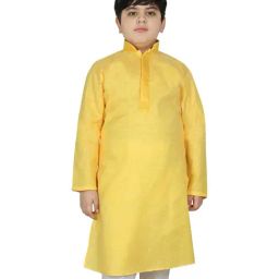 SG Yuvraj Kids Yellow Cotton Kurta-picture-22