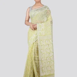 Pinkloom Yellow Cotton Woven Saree-picture-18