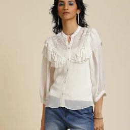 Label Ritu Kumar Ecru Self Design Shirt-picture-1