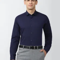 Peter England Elite Blue Cotton Regular Fit Shirt-picture-18