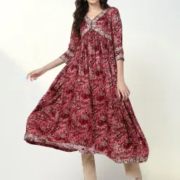 showoffff SHOWOFF Red & White Embroidered Kurta image 4