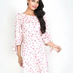 Zink London Off White Printed A Line Dress-image-35