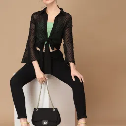 KASSUALLY Black Relaxed Fit Shrug image 4
