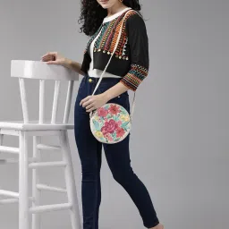 Aarika Black Cotton Embroidered Ethnic Jacket image 4