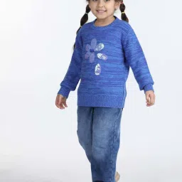 Wingsfield Girls Blue Embellished Full Sleeves Sweaters & Cardigans image 4