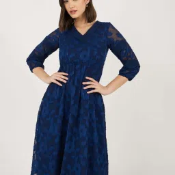 Styli Navy Blue Self Design Dress image 4