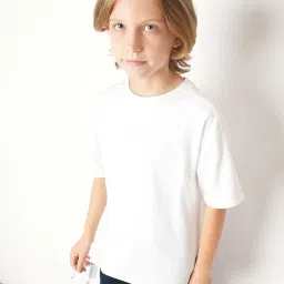 Jack & Jones Junior Boys Bright White Cotton Solid T-Shirt image 4